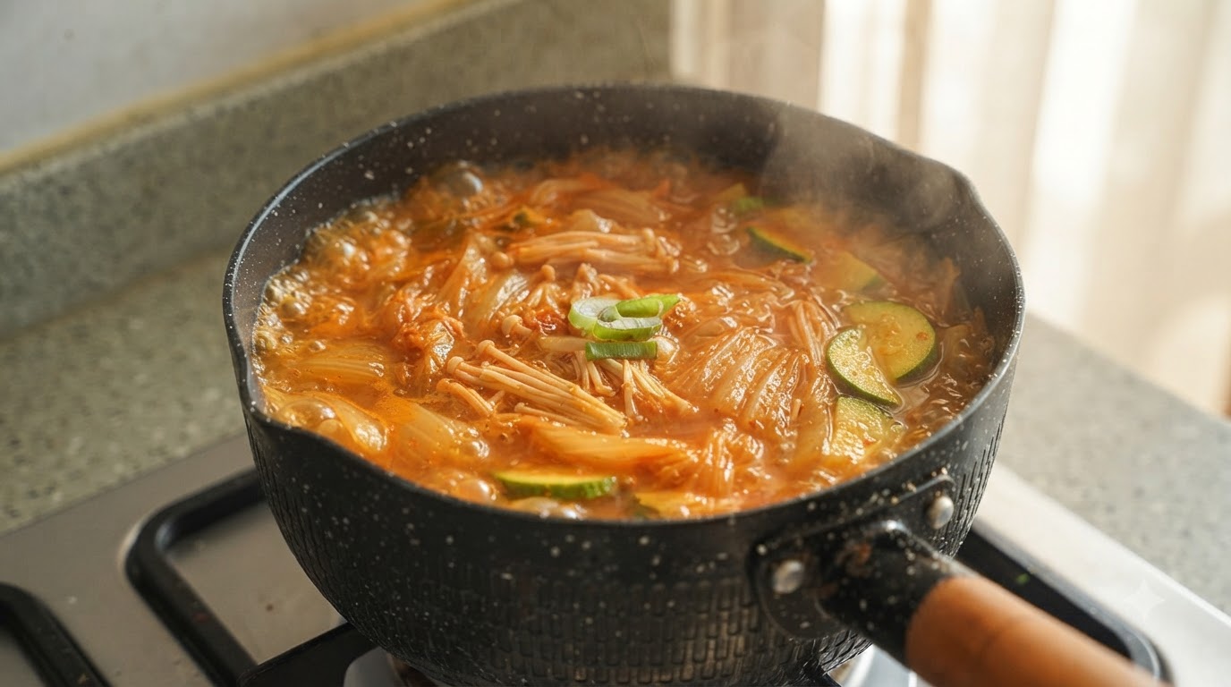 Authentischer Koreanischer Kimchi-Eintopf (Kimchi Jjigae)