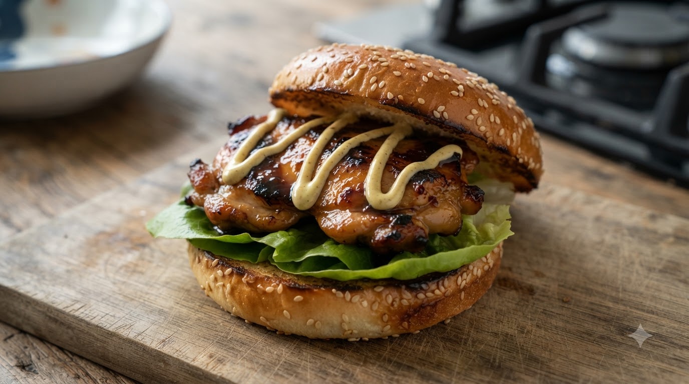 Gourmet Teriyaki Hähnchenschenkel Burger