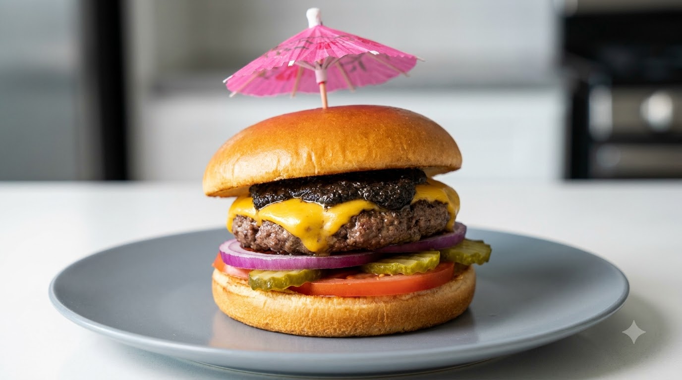 Gourmet Rindfleisch-Burger mit schwarzem Trüffel