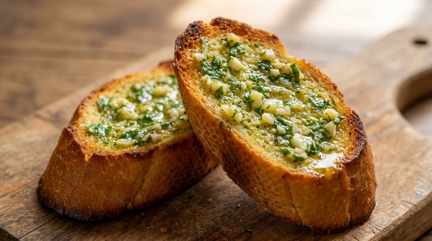 Klassisches Hausgemachtes Knoblauchbutter-Aufstrich-Brot