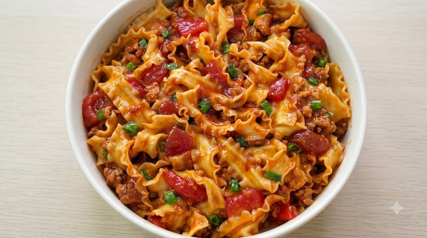 Hausgemachte Tomaten-Hackfleisch-Nudeln