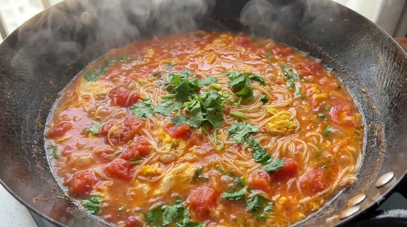 Tomaten-Eier-Nudelsuppe (Jiandan Xiantang Mian)