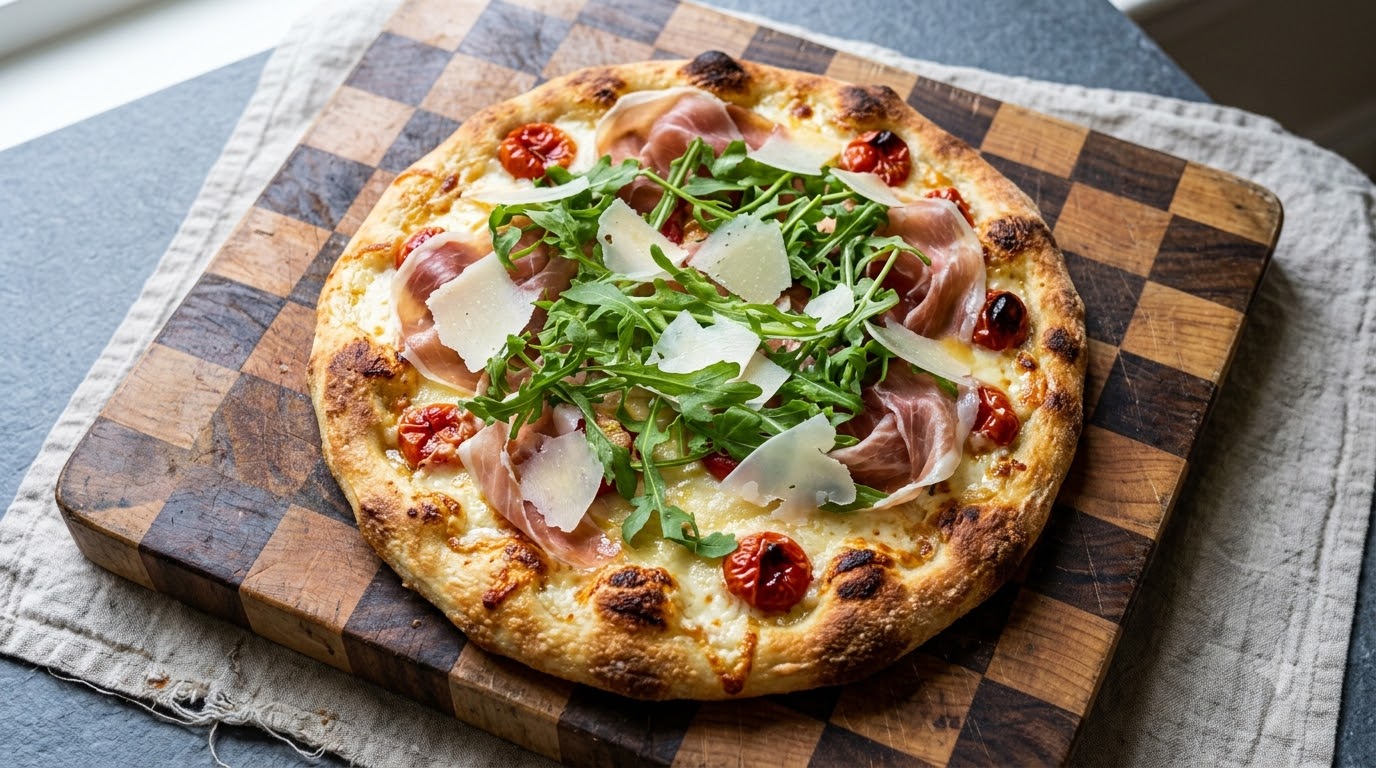 Sommerpizza mit Rucola und Prosciutto