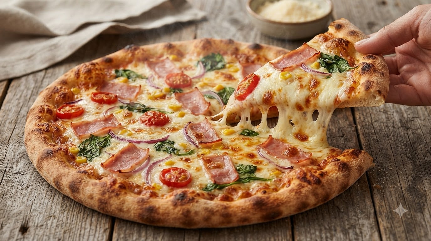 Neapolitanische Pizza mit dünnem Boden (ohne Kneten)