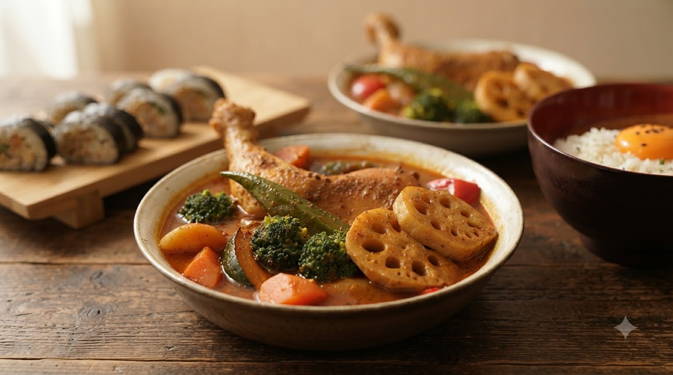 Authentische Hokkaido Suppen-Curry mit zarter Hähnchenkeule