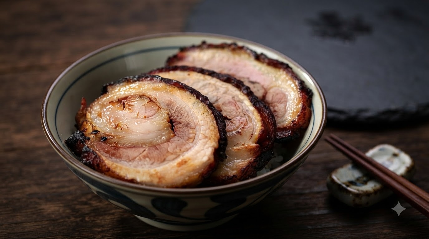 Authentisches japanisches Chashu (Geschmorter Schweinebauch-Rollbraten)