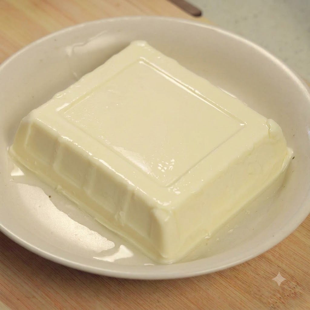 Eine Schöpfkelle mit einem rohen braunen Ei wird vorsichtig in einen Topf mit heißem Wasser abgesenkt.