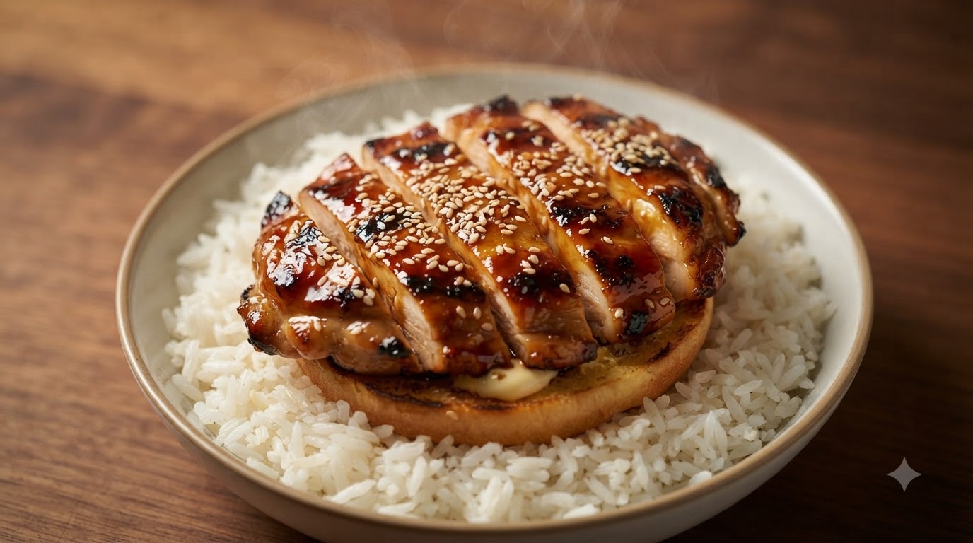 Teriyaki-Hähnchenkeulen-Burger-Bowl