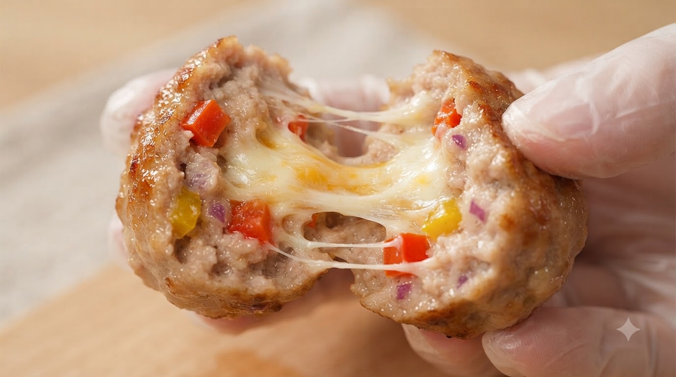 Paprika-Käse-Schweinefleisch-Bällchen