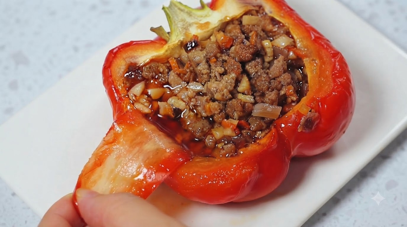 Würzige gefüllte Paprika mit gewürztem Hackfleisch