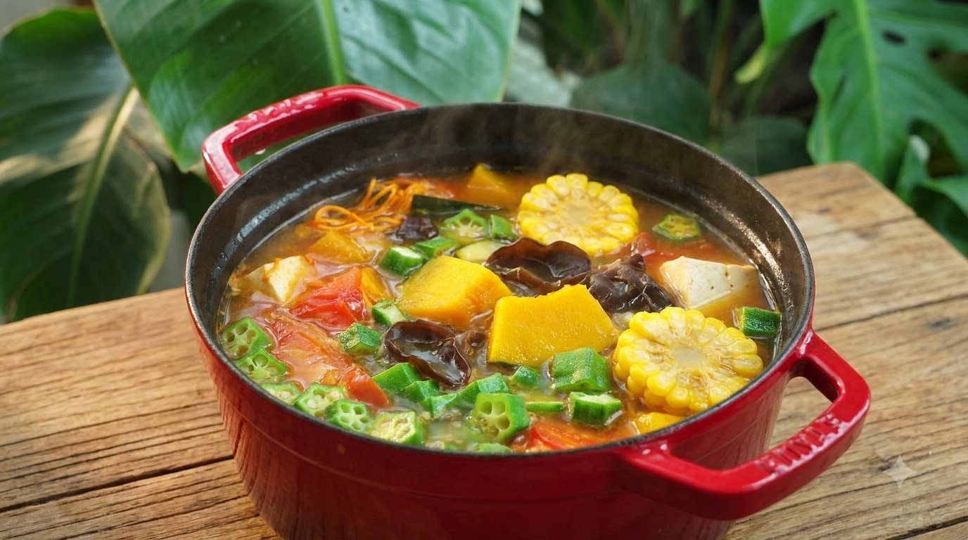Herzhafte vegetarische Okra-Gemüsesuppe