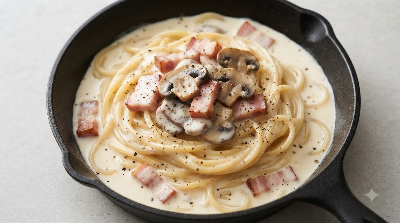 Cremige Speck-Pilz-Pasta