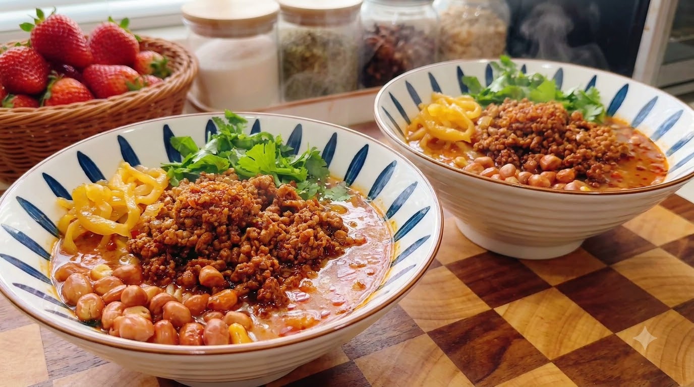 Würzige Hackfleisch-Nudelsuppe
