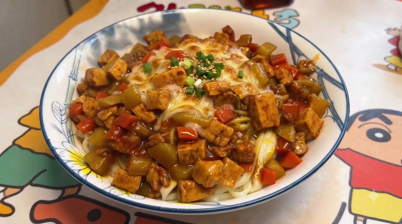 San Ding Laomian (Chinesische Nudelpfanne mit Tofu & Fleisch)