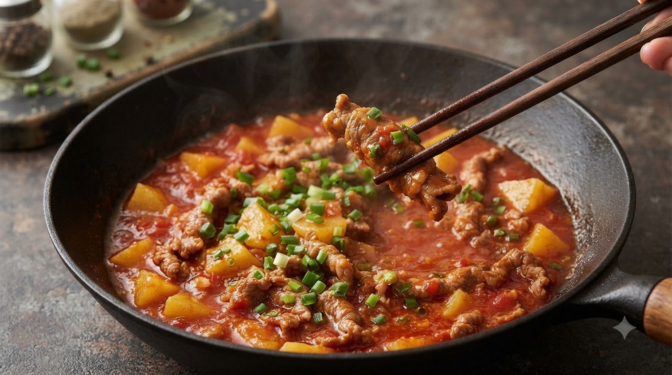 Tomaten-Kartoffel-Rinderrollen-Hot-Pot