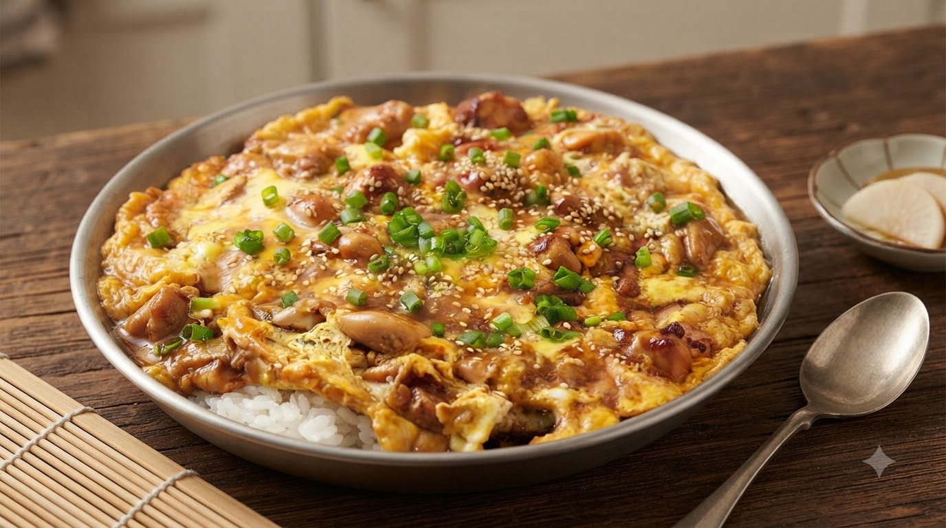 Reis-Bowl mit seidigem Ei & Hähnchen