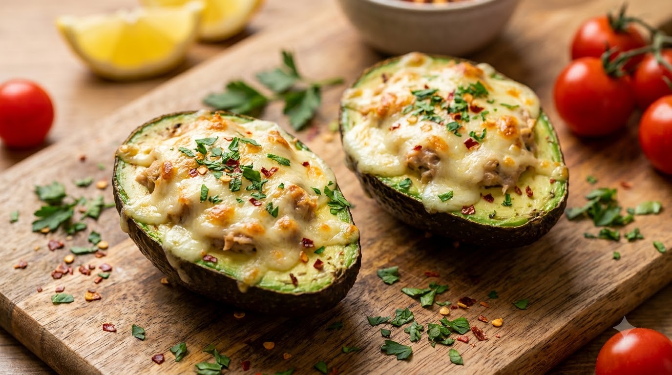 Gebackenes Avocado-Thunfisch-Mayo-Gratin
