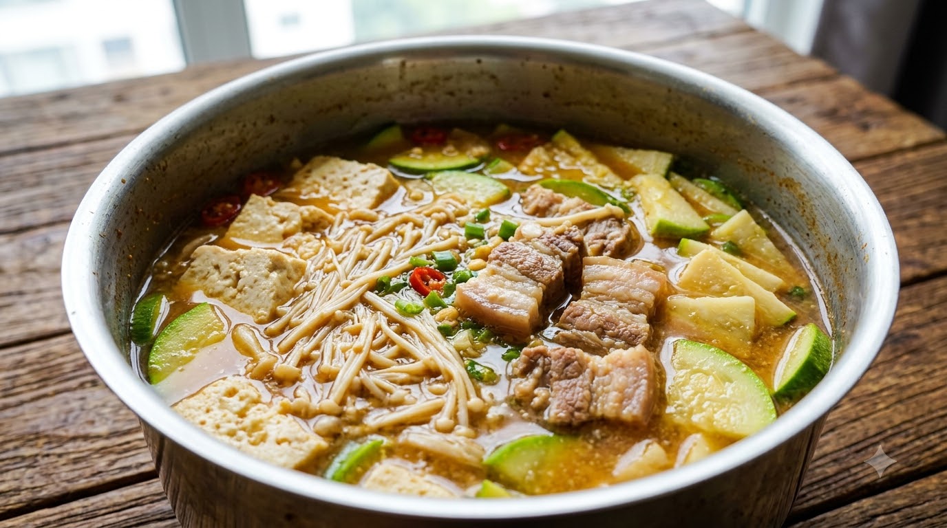 Authentischer Koreanischer Sojabohnenpasteneintopf (Doenjang-jjigae)