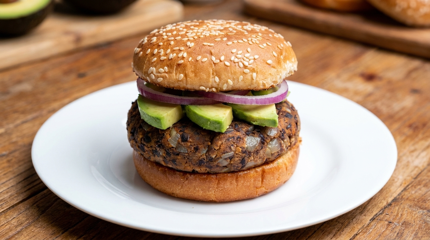 Klassischer Hausgemachter Schwarze-Bohnen-Burger