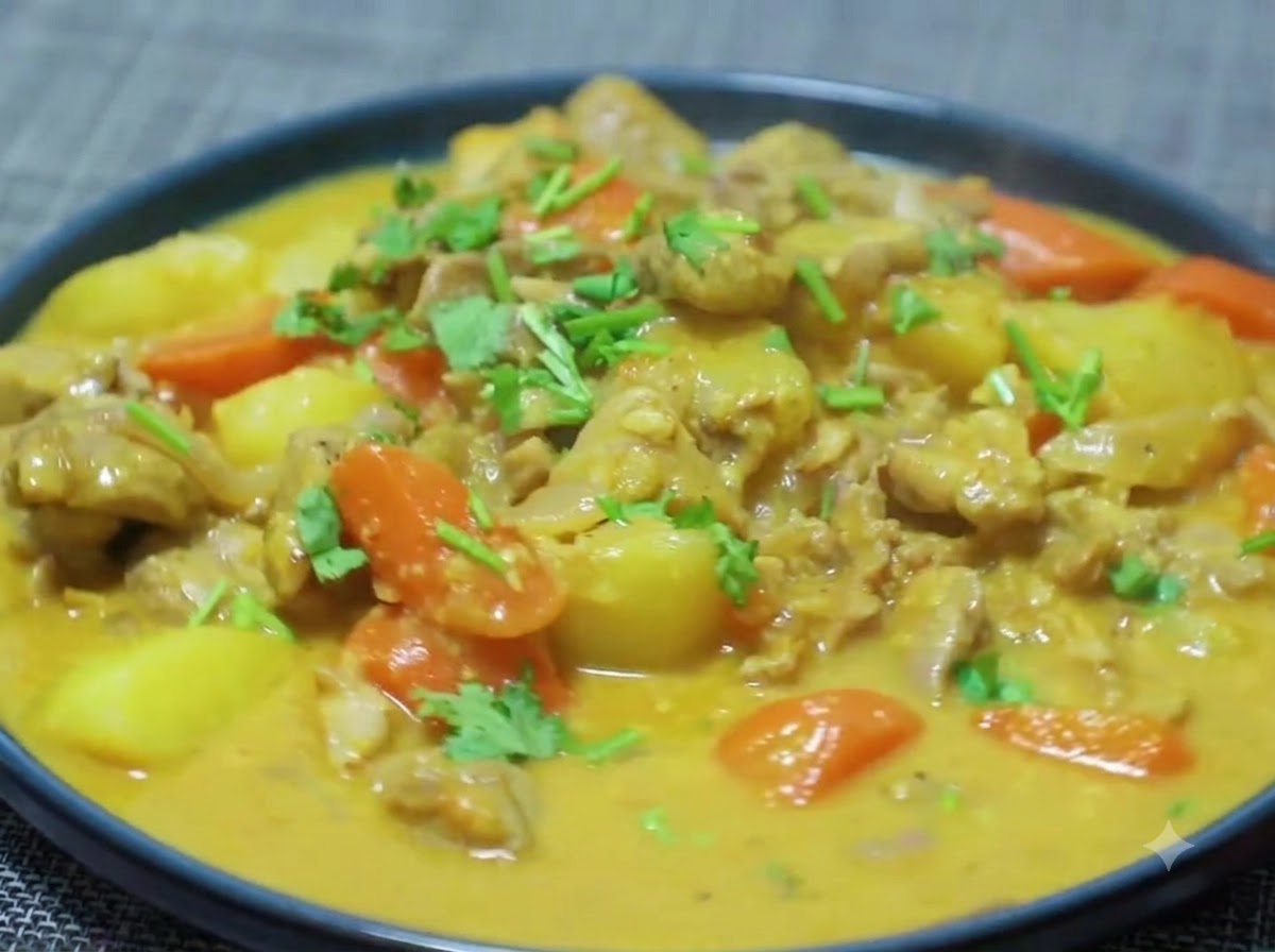 Gehackter Ingwer und Knoblauch werden mit Zwiebeln in der Pfanne angebraten.
