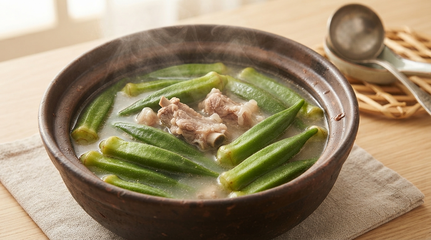 Nahrhafte Okra-Schweineknochen-Suppe