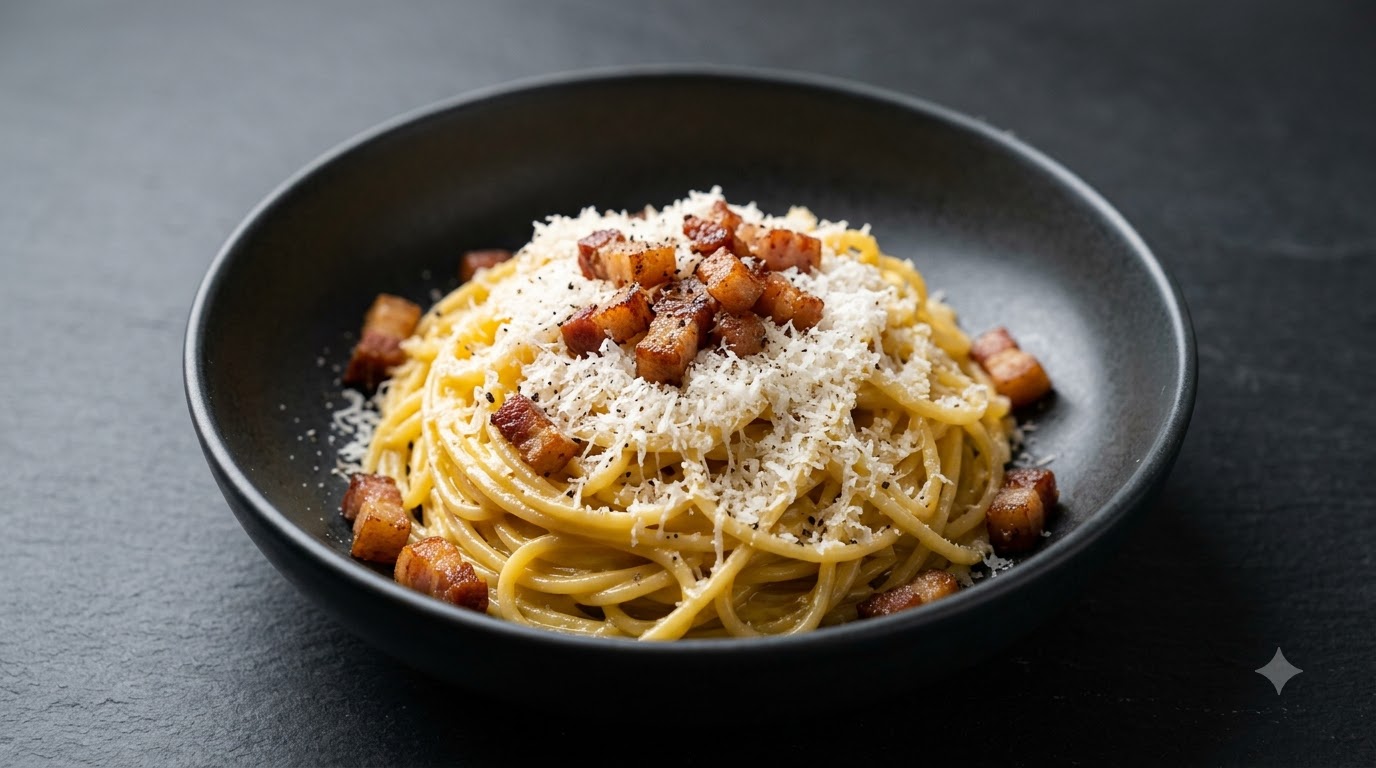 Traditionelle Römische Carbonara Pasta