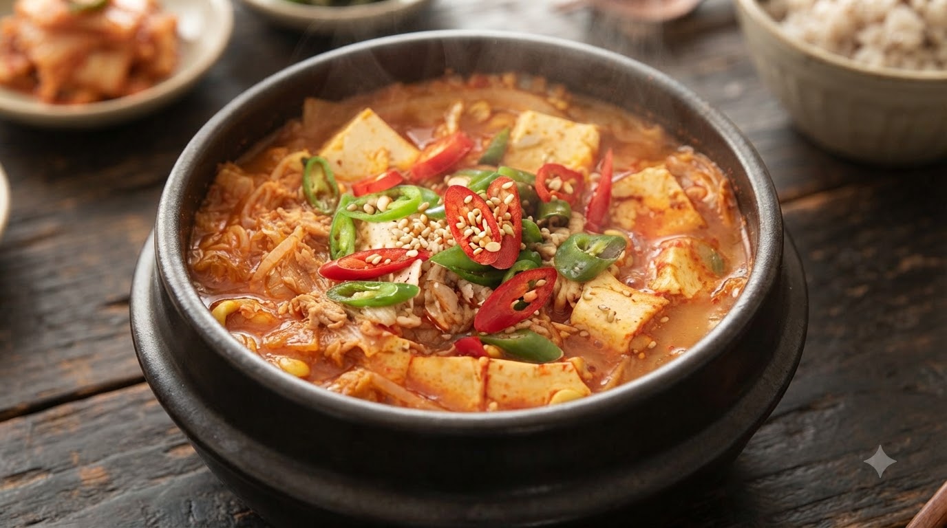 Kimchi-Thunfisch-Tofu-Suppe (Kimchi Jjigae)