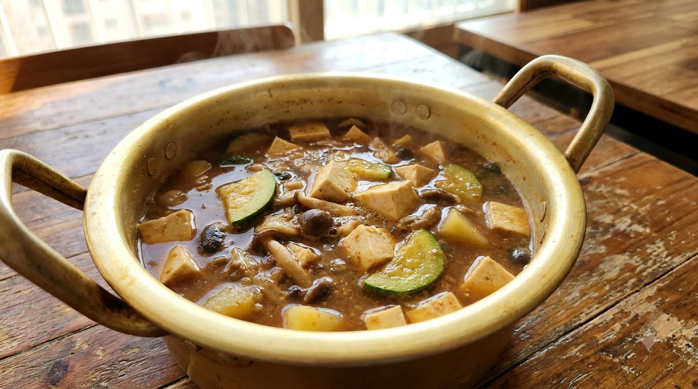 Traditionelles koreanisches Doenjang Jjigae (Sojabohnenpasten-Eintopf)