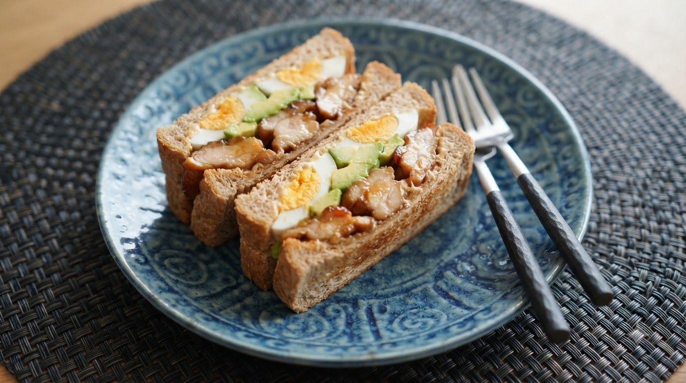 Ultimatives Teriyaki-Hähnchen-Sandwich mit Avocado & Ei