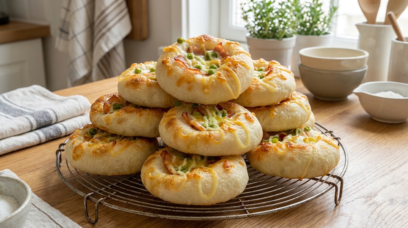 Würzige Speck-Erbsen-Focaccia-Brötchen