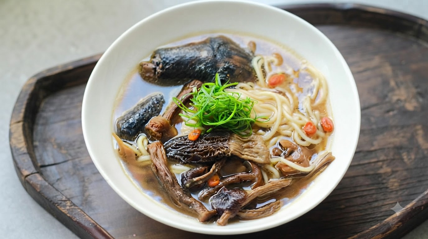 Nährende Pilz-Hühnersuppe mit Nudeln