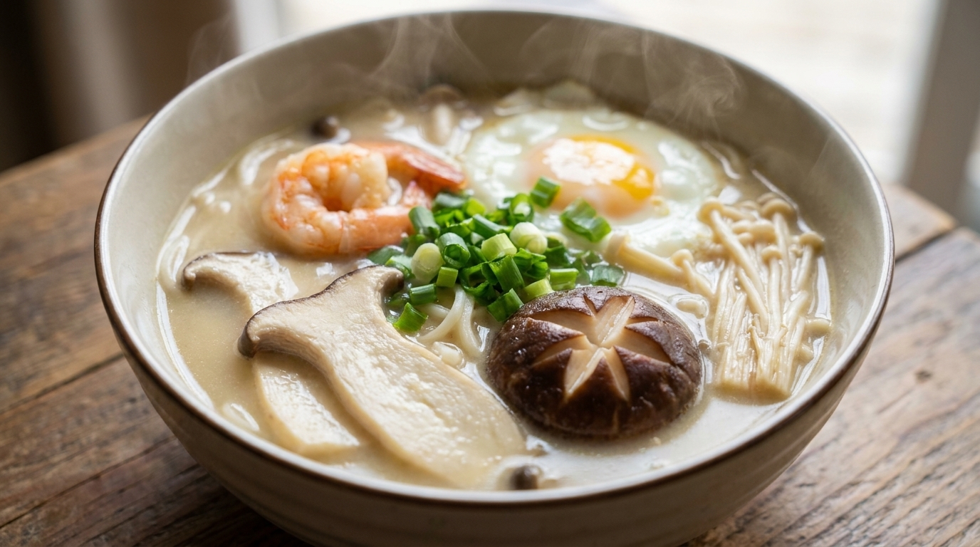 Pilz-Garnelen-Nudelsuppe