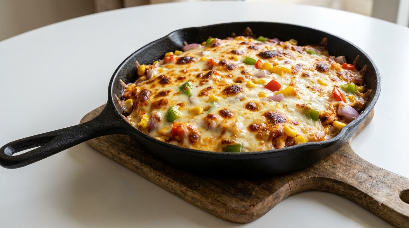 Hausgemachte Pfannen-Hähnchenbrust-Pizza
