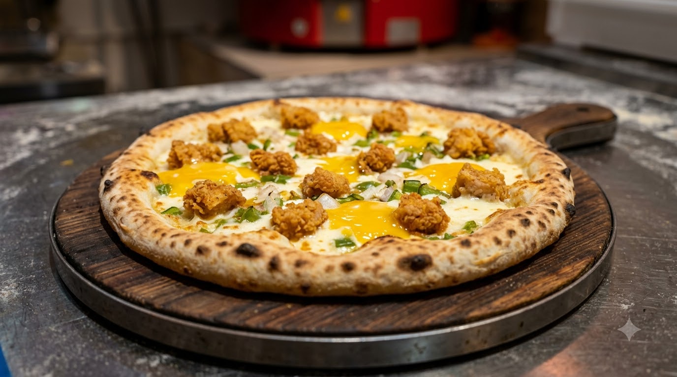 Salz-Ei-Eigelb Hähnchen Pizza