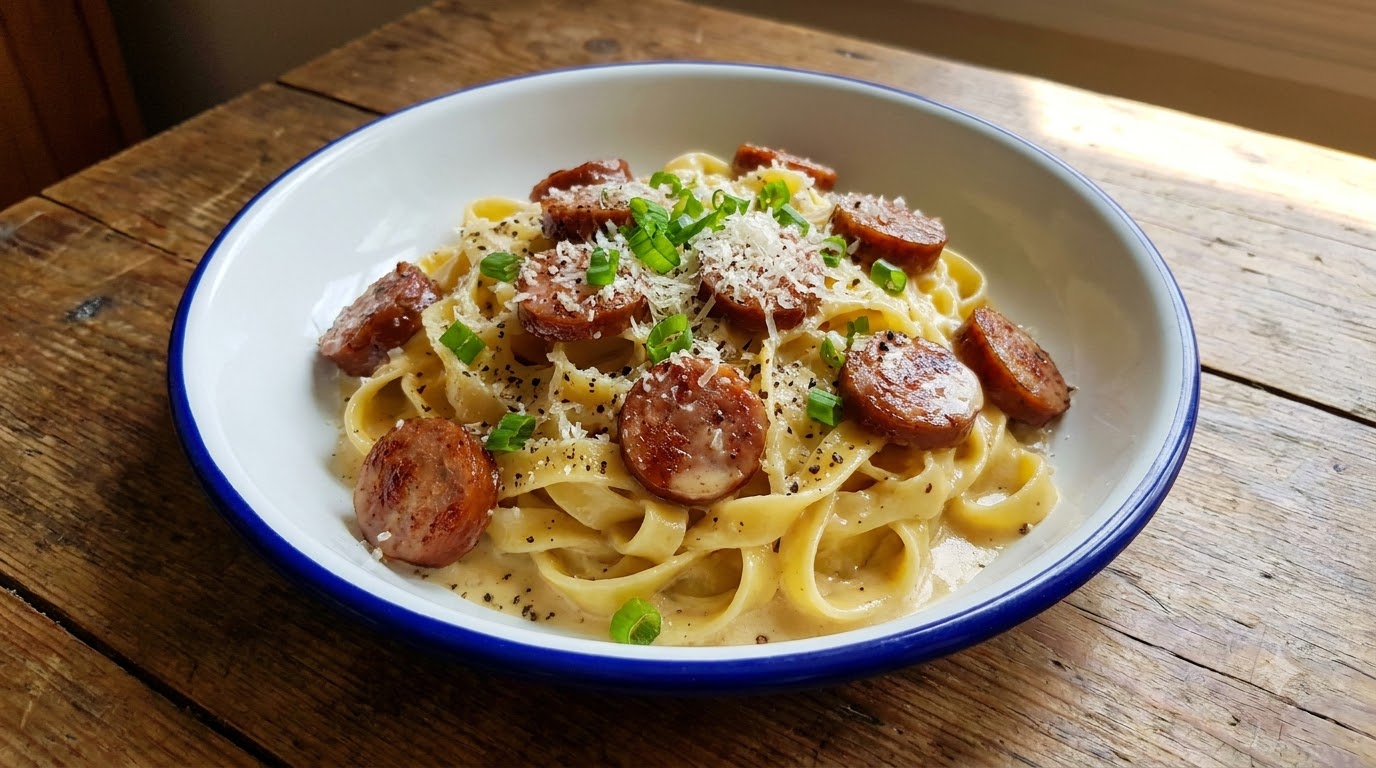 Taiwanese Sausage Carbonara Nudeln