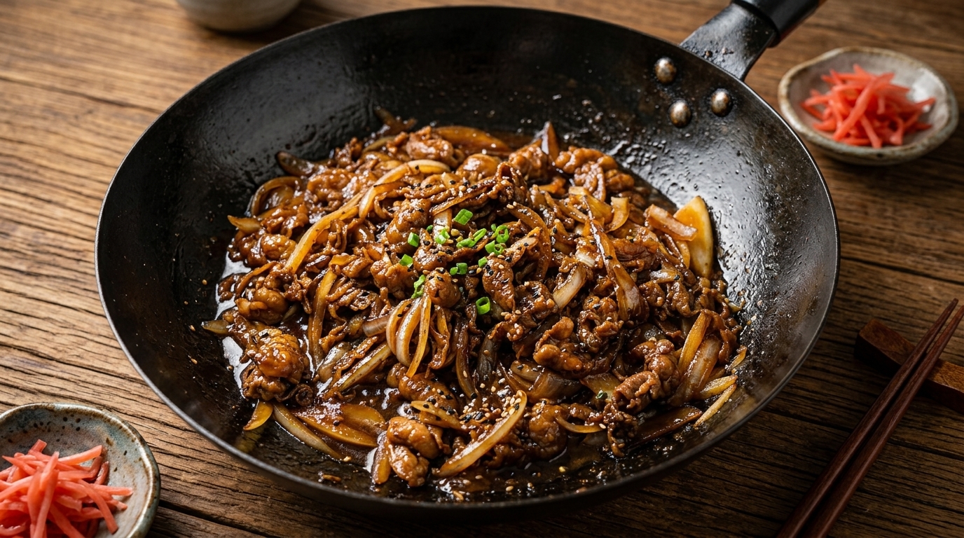 Japanisches Rinder-Reis-Bowl (Gyudon)