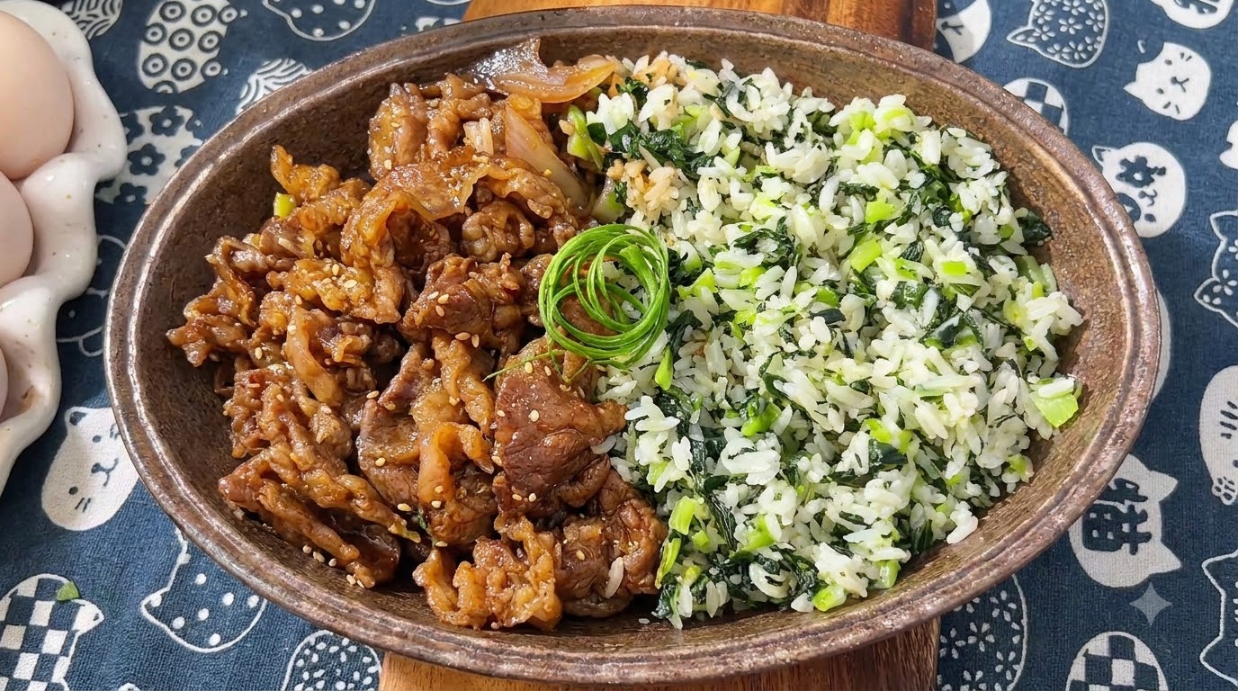 Teriyaki-Rindfleisch-Gemüse-Reis-Schüssel