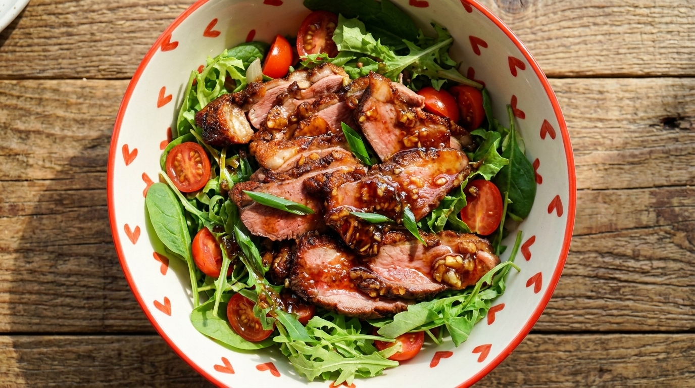 Französischer Entenbrust-Salat mit Honig-Soja-Glasur