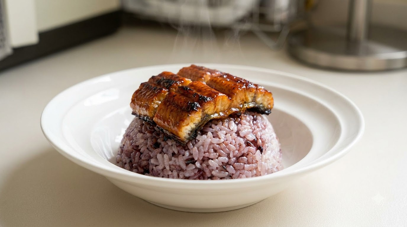 Japanische Aal-Ei-Reisschüssel (Unagi Don)