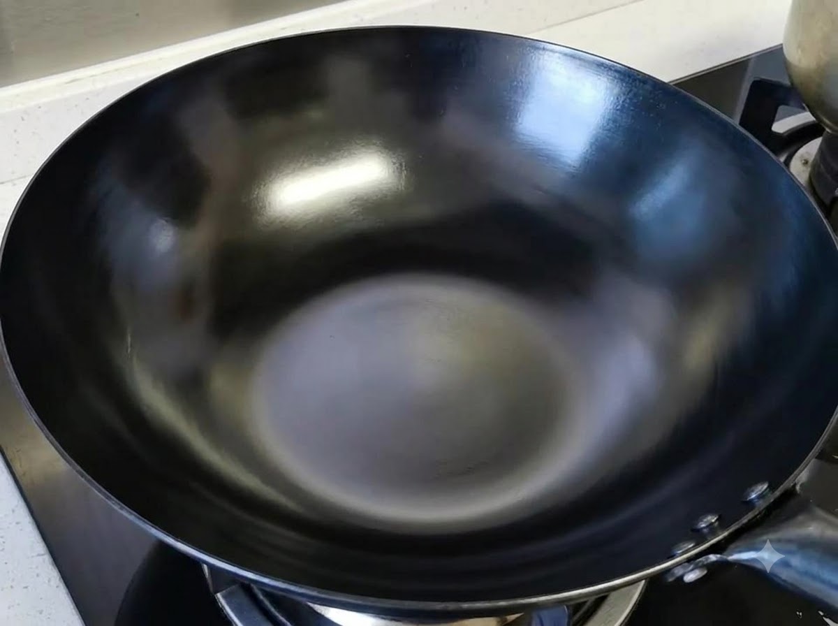 Kochwein und weißer Likör erhitzen sich in einem Wok.