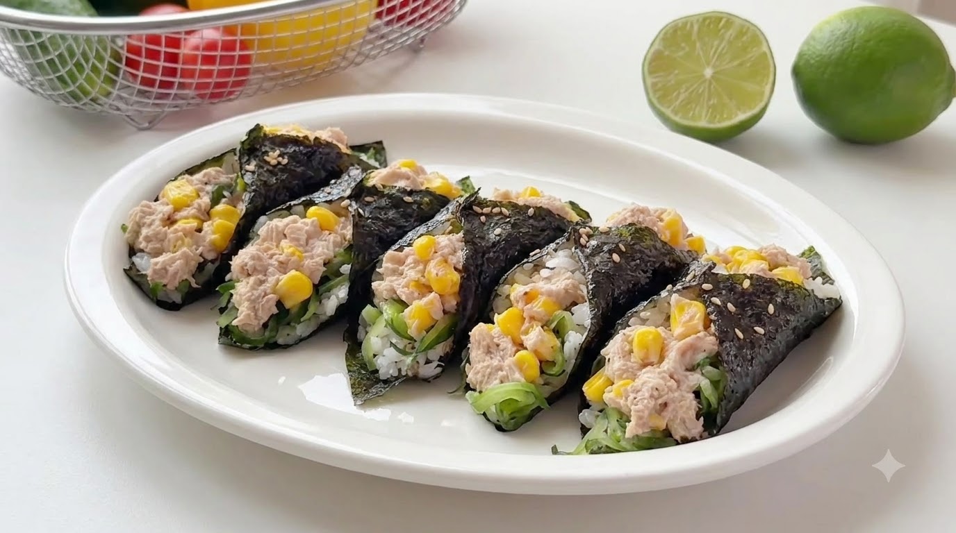 Schnelle und einfache Thunfisch-Gurken-Sushi-Rollen