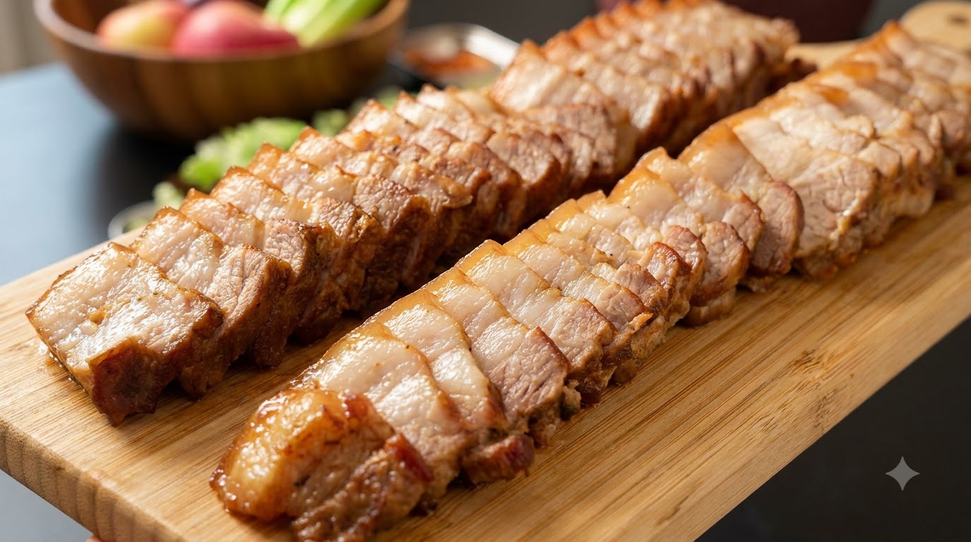 Koreanischer wasserfreier Bossam (Gekochter Schweinebauch)