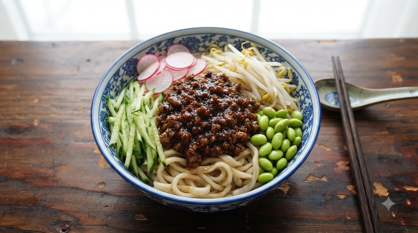 Authentische Pekinger Bratnudeln mit Bohnensauce (Zhajiangmian)