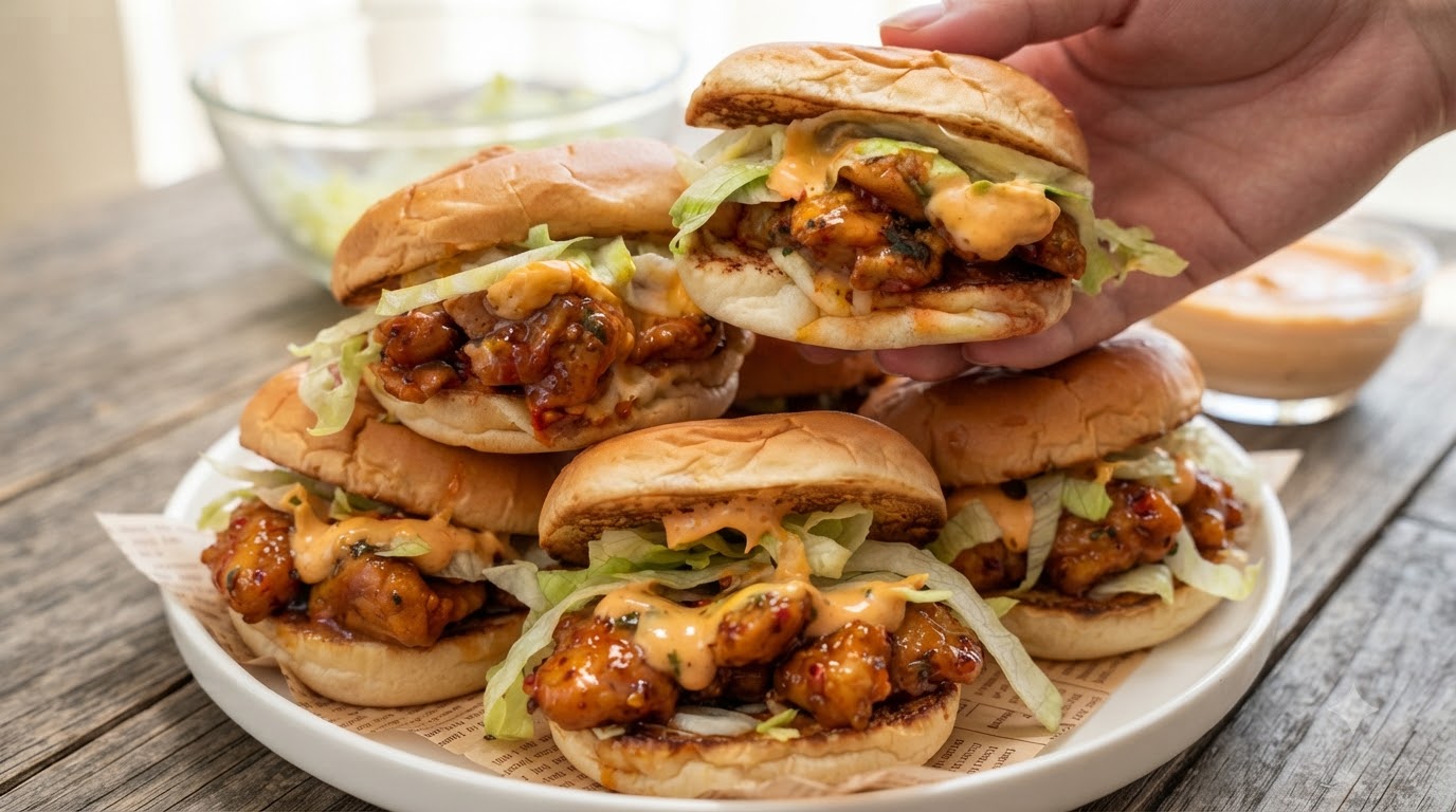 Würzige Honig-Hähnchen-Burger