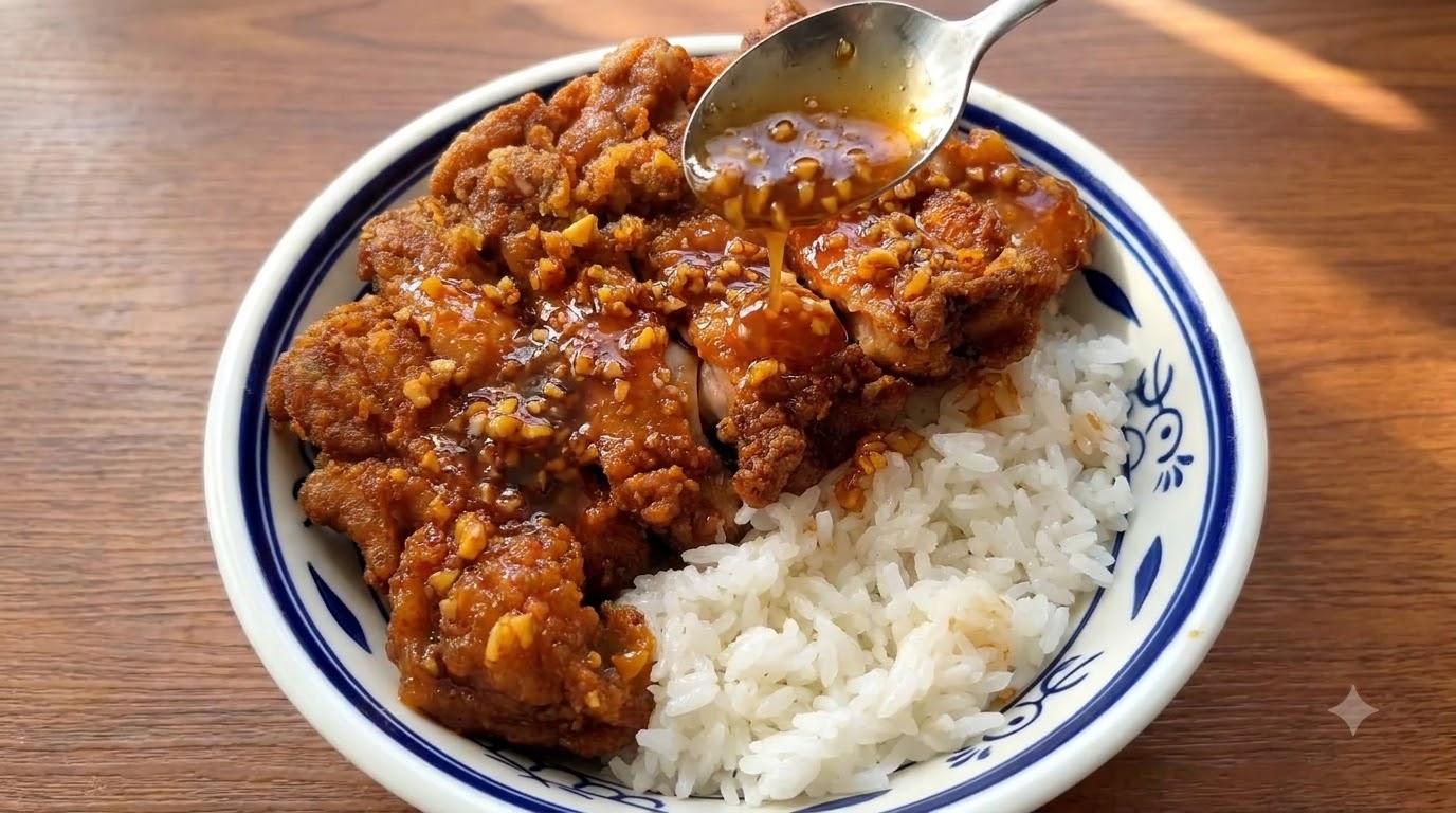 Knusprige Honig-Hähnchen-Reisschüssel