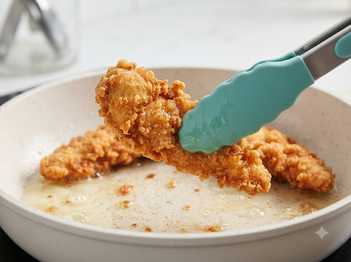 Ein Stück gelbe Butter schmilzt in einer heißen Pfanne über kleiner Flamme.