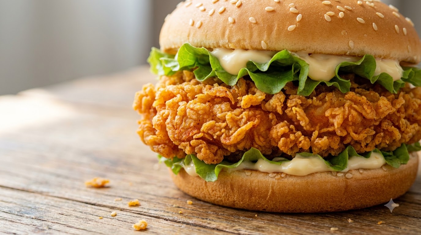 Knuspriger Hausgemachter Hähnchenschenkel-Burger