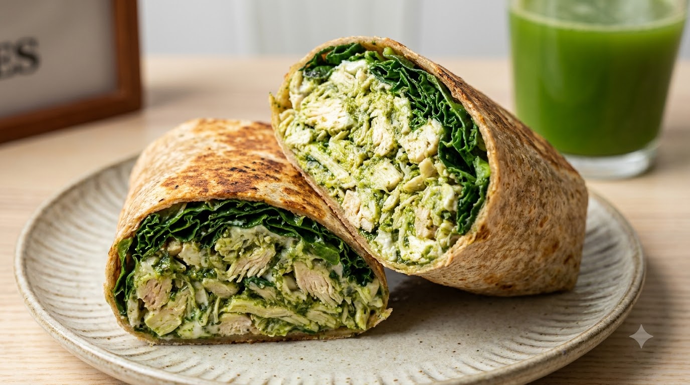 Pesto-Hähnchen-Kale-Wrap
